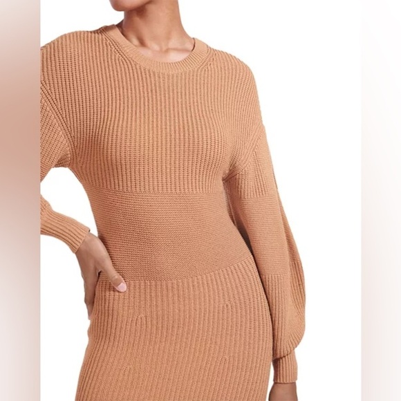 STAUD Marylebone Sweater Dress in Camel - Picture 3 of 14